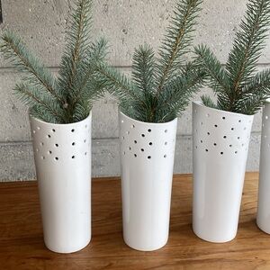 4 x White candle holder/vase